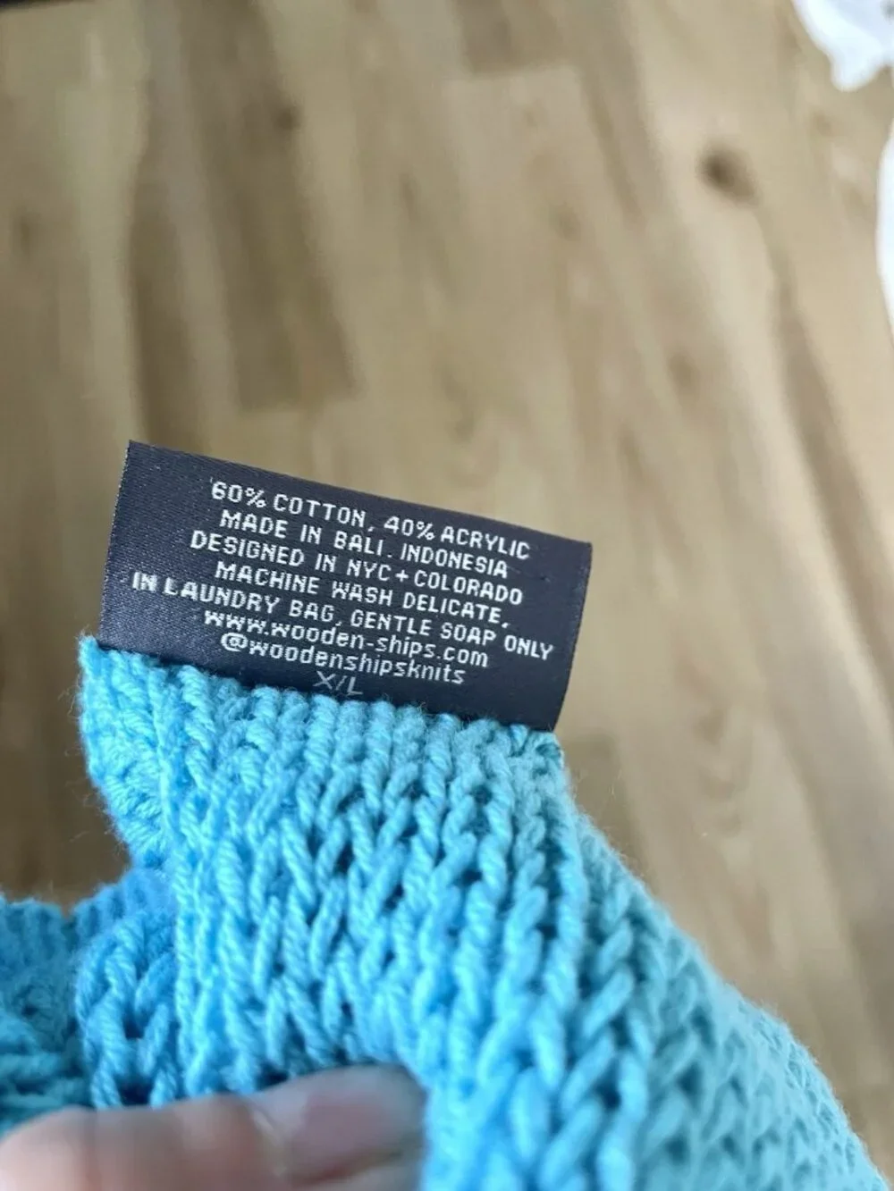 WOODEN SHIPS Open-Knit Chunky Oversized Pull-Over Sweater Turquoise size X/L